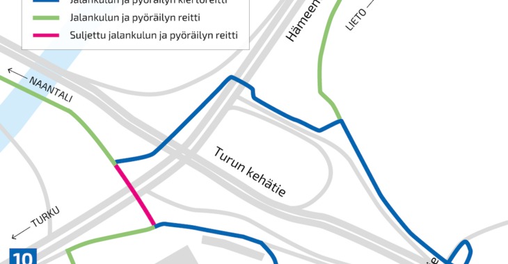 Hämeentien ylittävä jalankulun ja pyöräilyn silta suljetaan yhdeksi yöksi